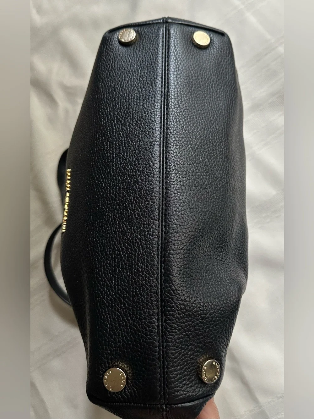 Michael Kors Set: Jet Set Handbag & Continental Wallet In Black Pebbled Leather.